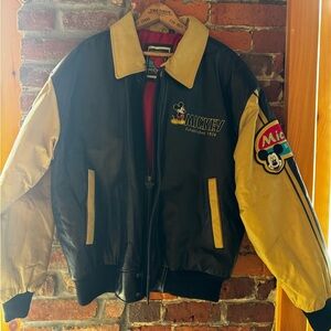Vintage 90s Park Exclusive Mouse Black and Tan Leather Jacket